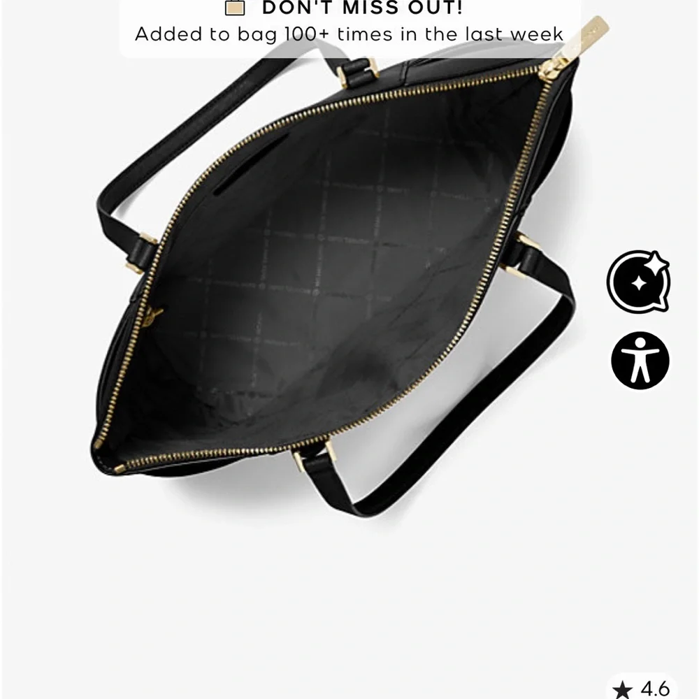 MICHAEL KORS faux leather top zip Charlotte bag in black